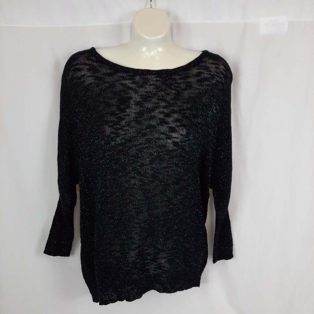 Missimo Black Metallic Pullover Top with Back Keyhole